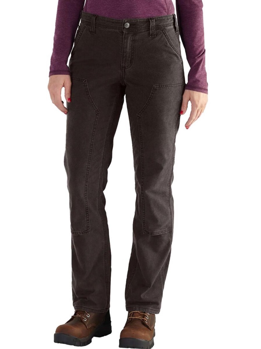 Carhartt Women’s Rugged Flex Loose Dark Brown Work Pants 12 Regular